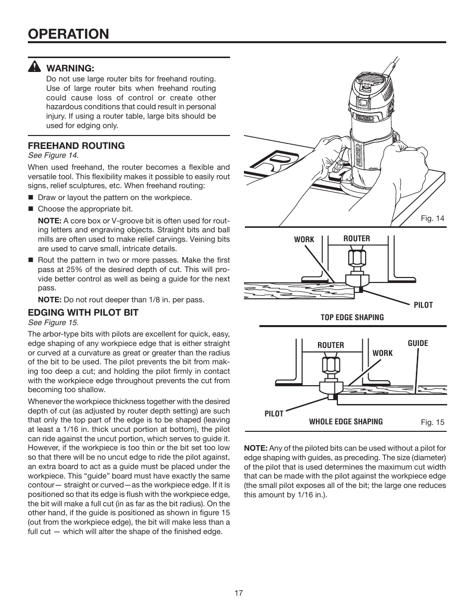 Operation | RIDGID R2900 User Manual | Page 17 / 24