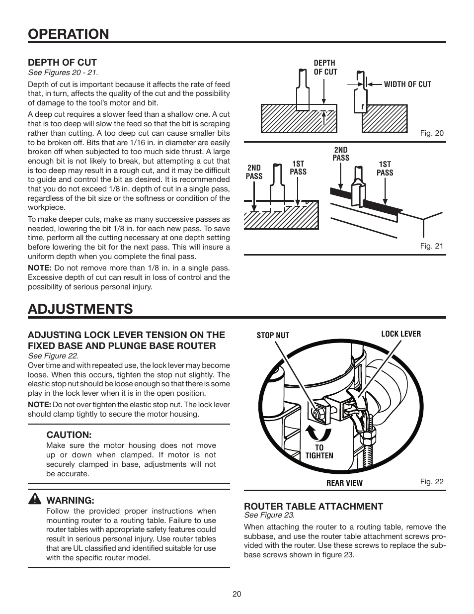 Operation, Adjustments | RIDGID R2900 User Manual | Page 20 / 24