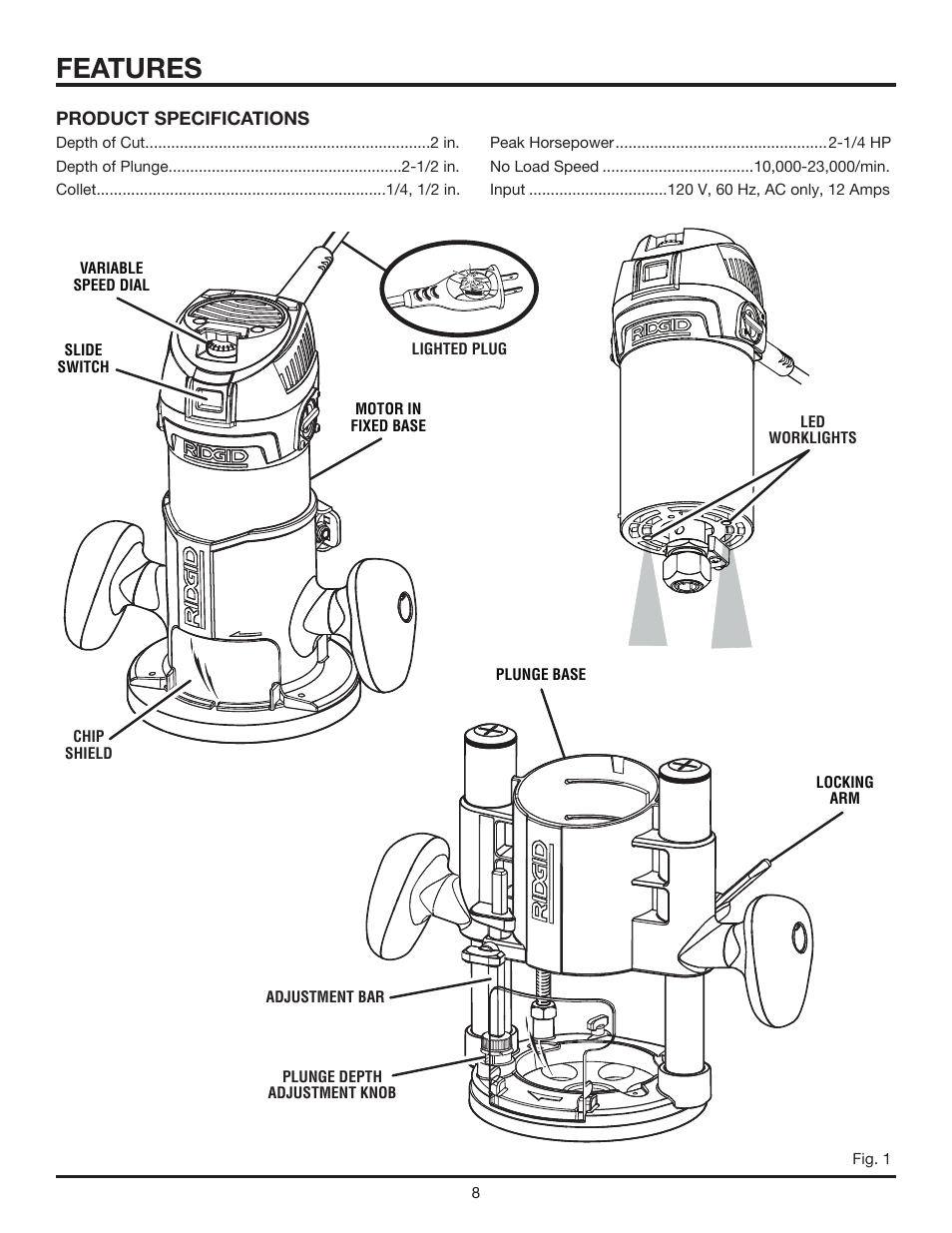 Features | RIDGID R2900 User Manual | Page 8 / 24