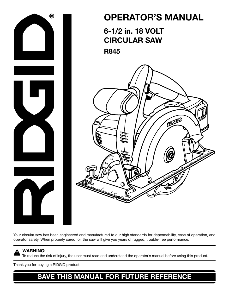 RIDGID R845 User Manual | 24 pages