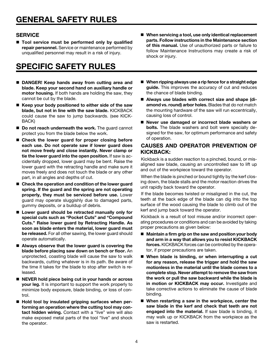 General safety rules, Specific safety rules | RIDGID R845 User Manual | Page 4 / 24