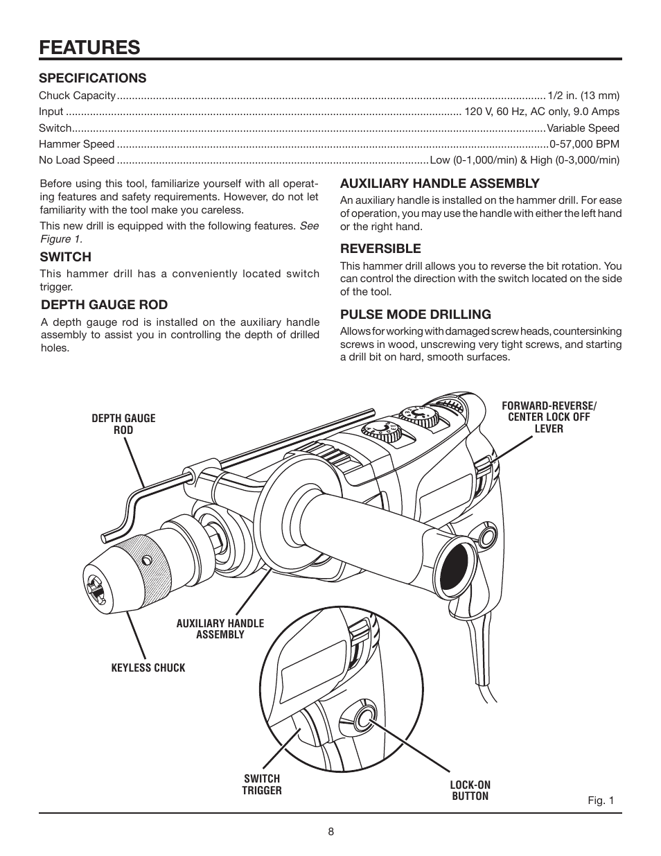 Features | RIDGID R5010 User Manual | Page 8 / 18