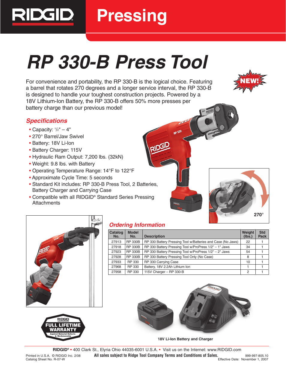 RIDGID RP 330-B User Manual | 2 pages