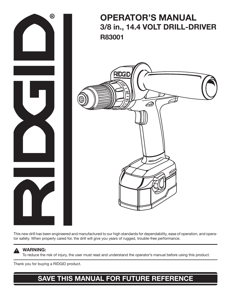 RIDGID R83001 User Manual | 20 pages