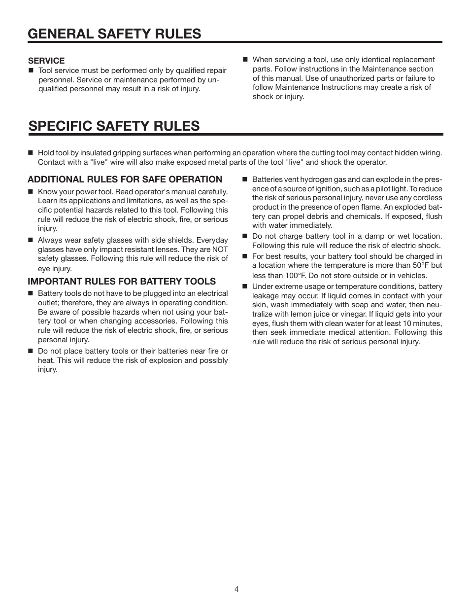 General safety rules specific safety rules | RIDGID R83001 User Manual | Page 4 / 20