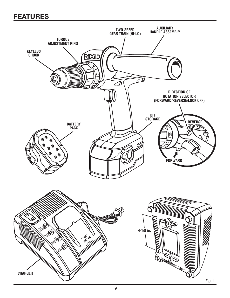 Features | RIDGID R83001 User Manual | Page 9 / 20