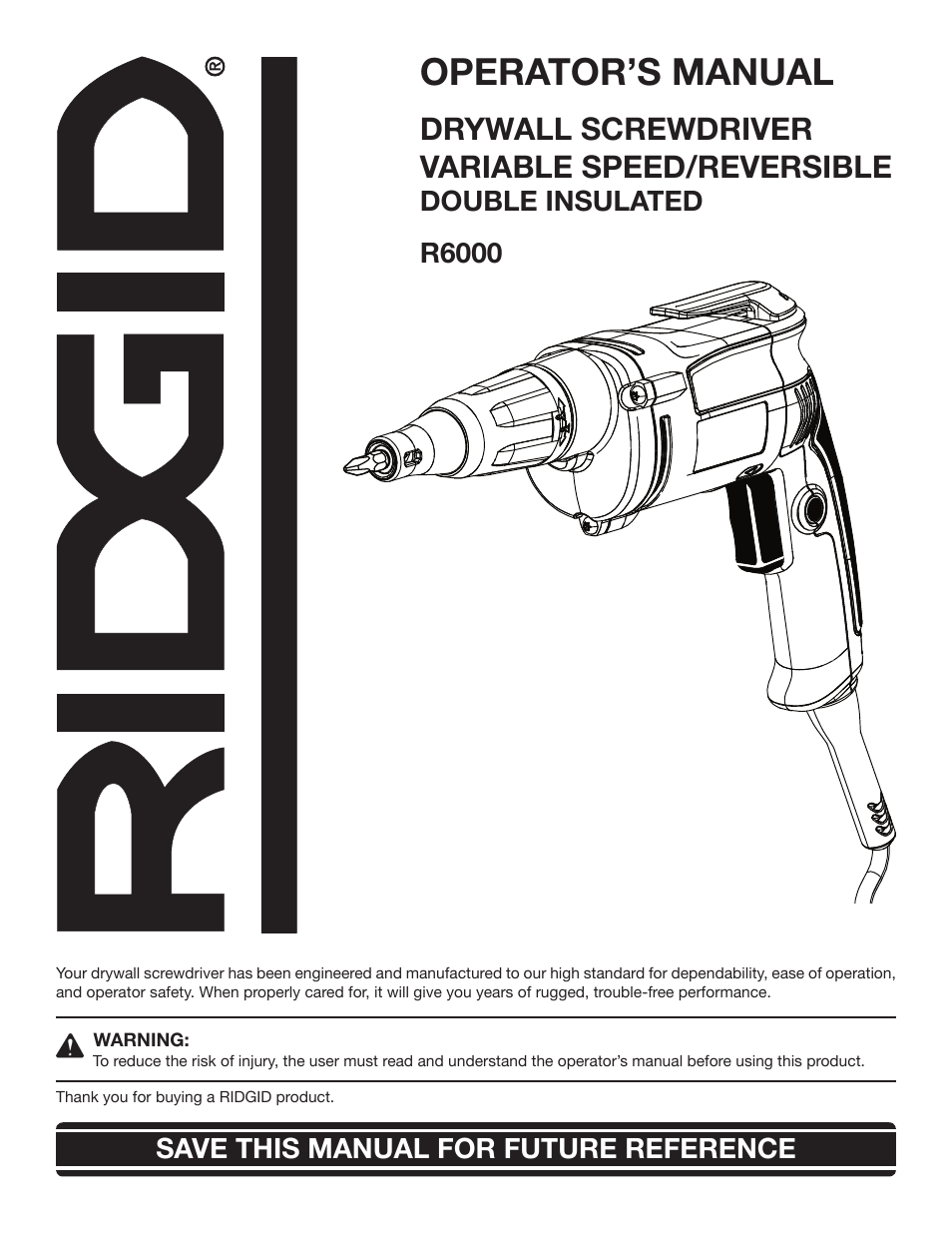 RIDGID R6000 User Manual | 14 pages