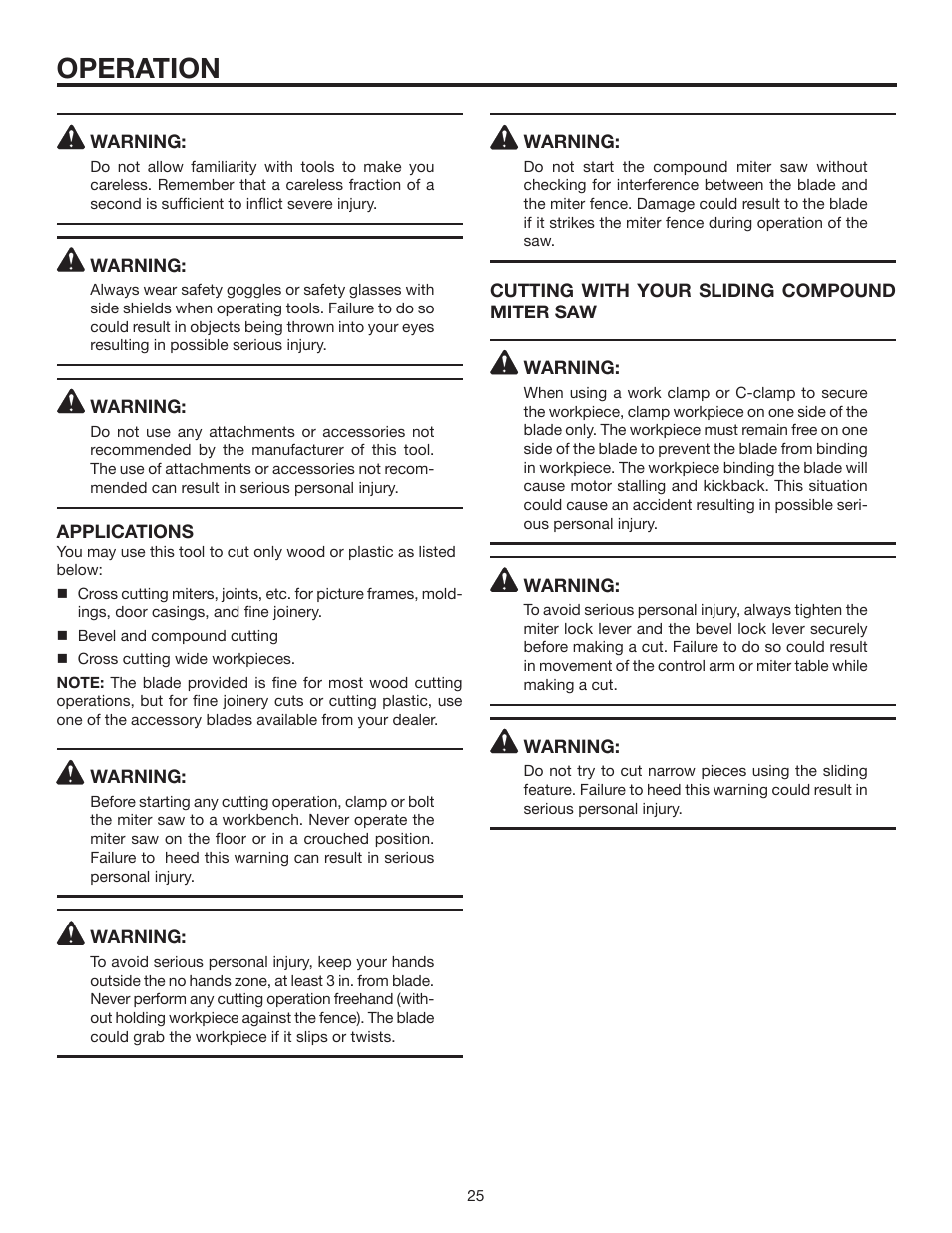 Operation | RIDGID MS1290LZ1 User Manual | Page 25 / 40