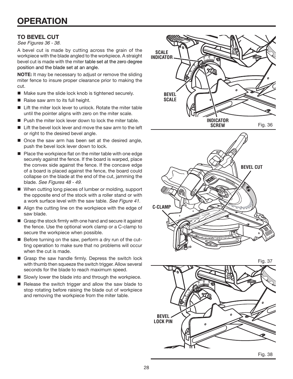 Operation | RIDGID MS1290LZ1 User Manual | Page 28 / 40