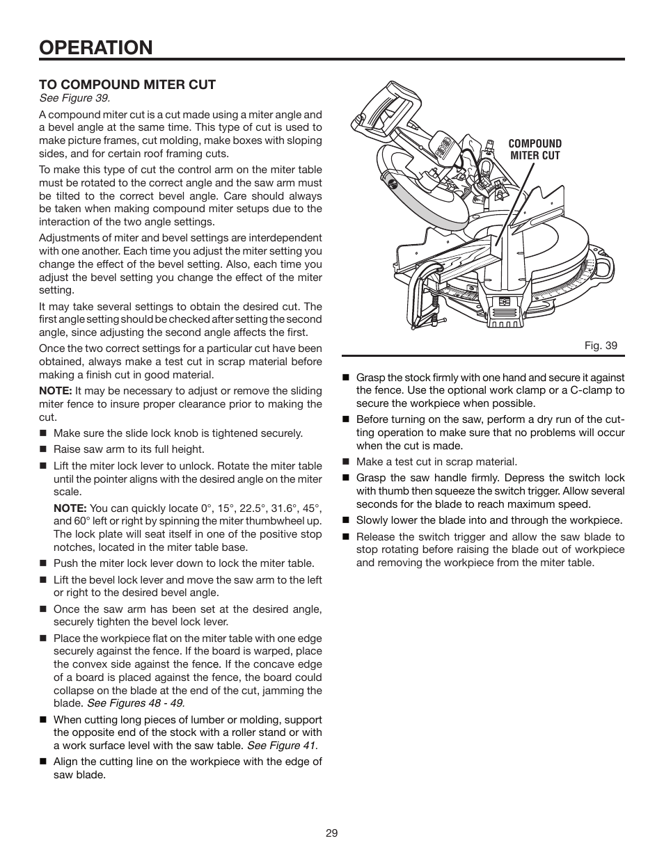 Operation | RIDGID MS1290LZ1 User Manual | Page 29 / 40
