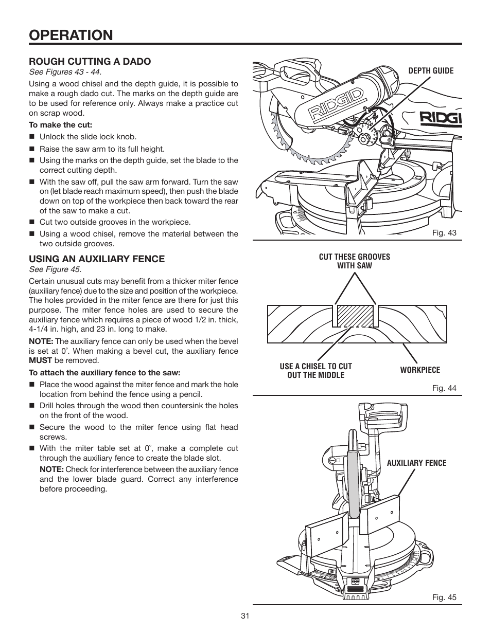 Operation | RIDGID MS1290LZ1 User Manual | Page 31 / 40