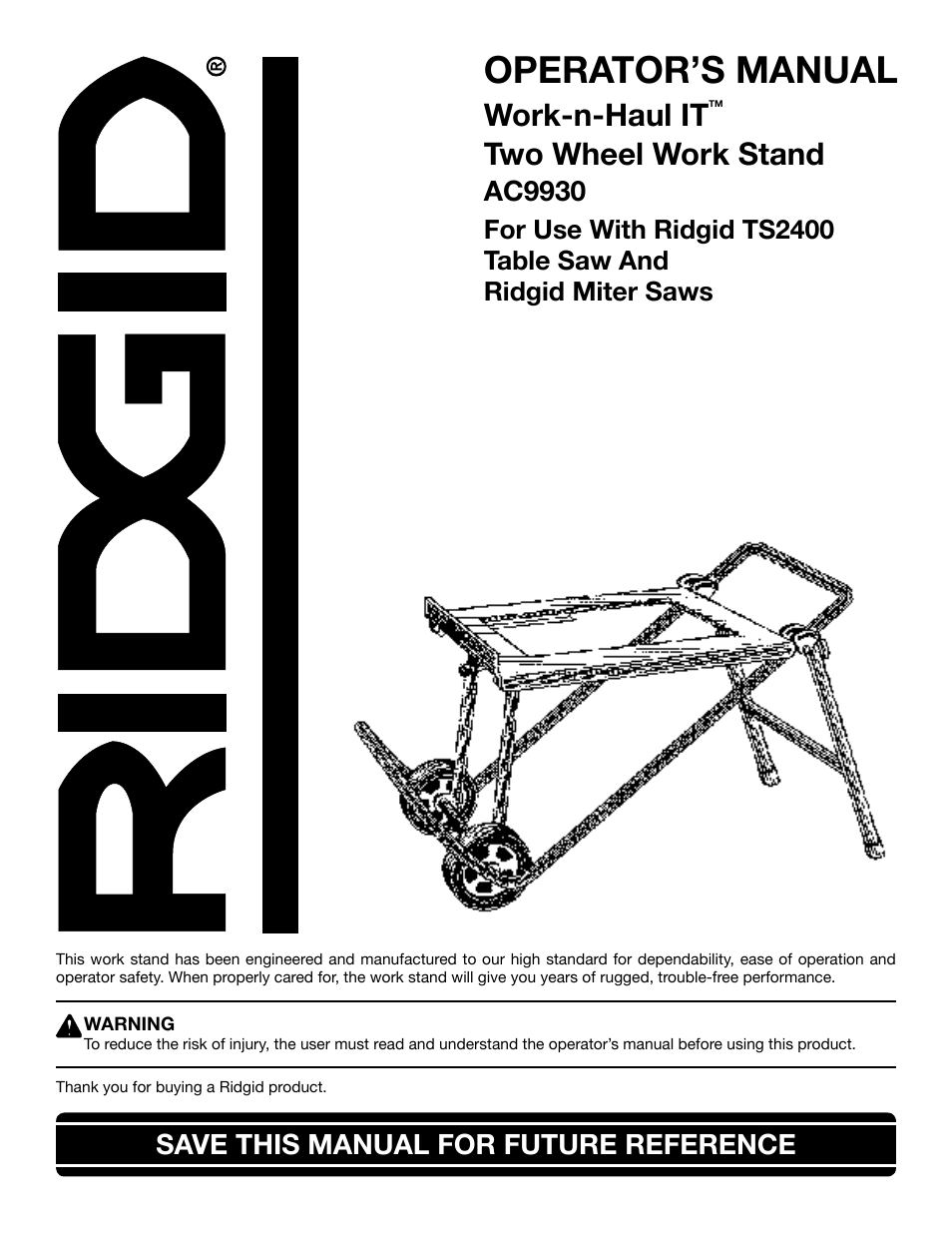 RIDGID TS2400 User Manual | 12 pages