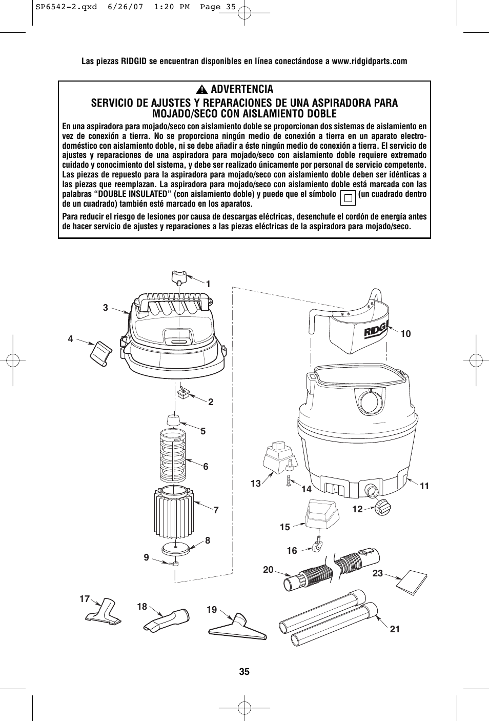 RIDGID WD1450 User Manual | Page 35 / 36