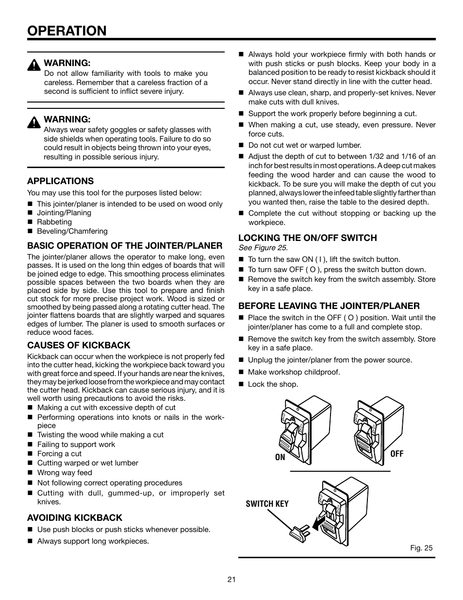 Operation | RIDGID JP06101 User Manual | Page 21 / 40