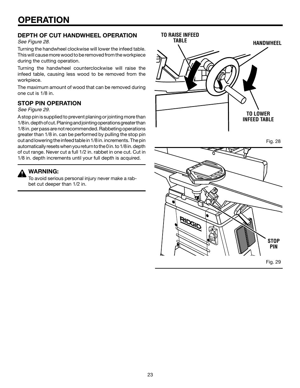 Operation | RIDGID JP06101 User Manual | Page 23 / 40