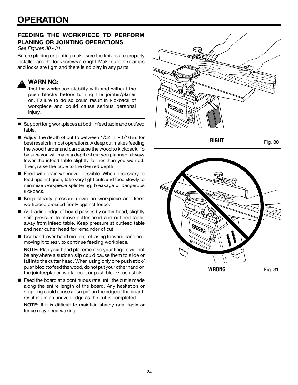 Operation | RIDGID JP06101 User Manual | Page 24 / 40