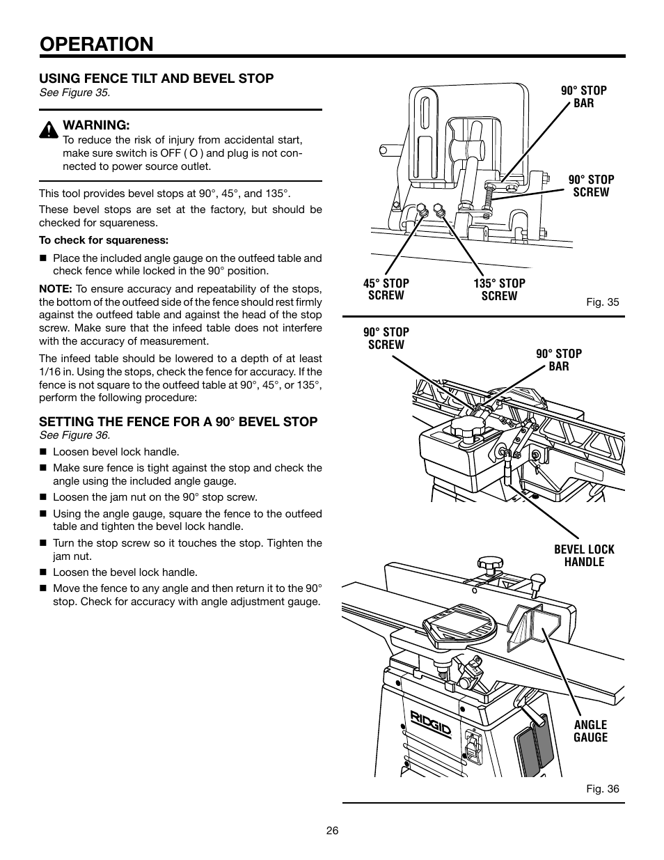 Operation | RIDGID JP06101 User Manual | Page 26 / 40