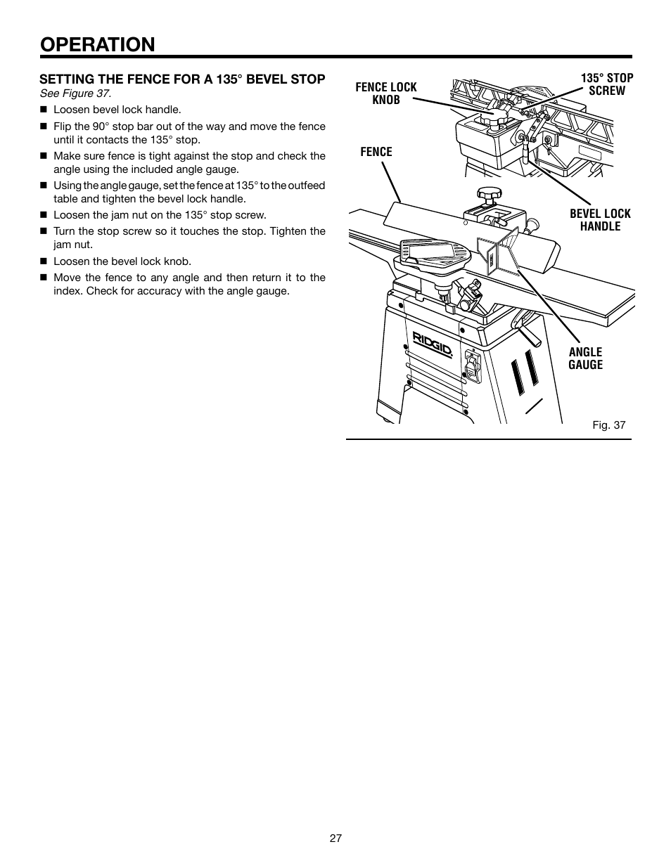 Operation | RIDGID JP06101 User Manual | Page 27 / 40