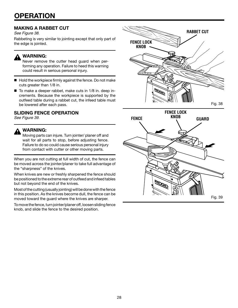 Operation | RIDGID JP06101 User Manual | Page 28 / 40