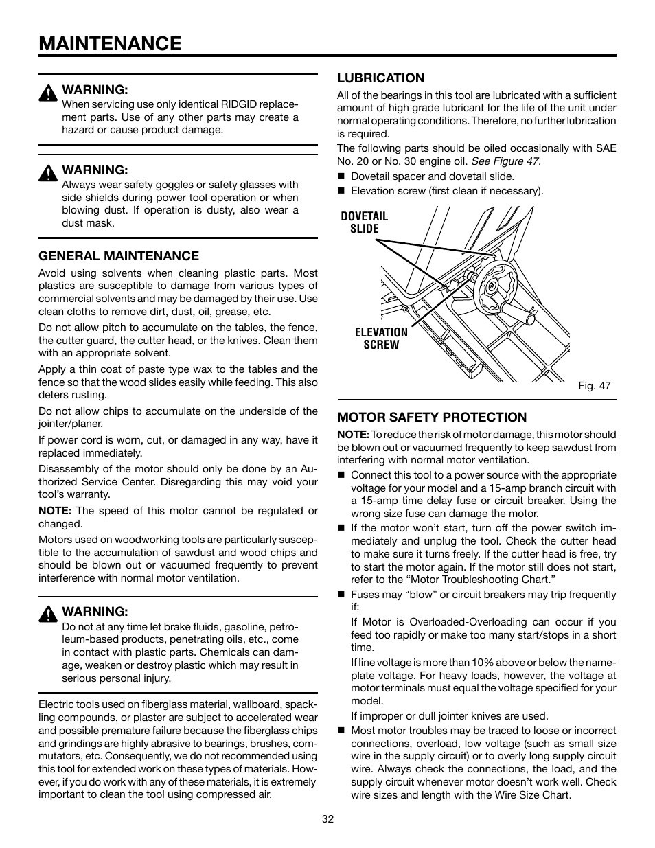 Maintenance | RIDGID JP06101 User Manual | Page 32 / 40