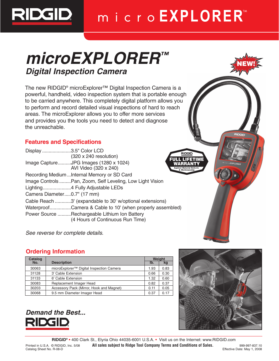 RIDGID microExplorer Digital Inspection Camera User Manual | 2 pages