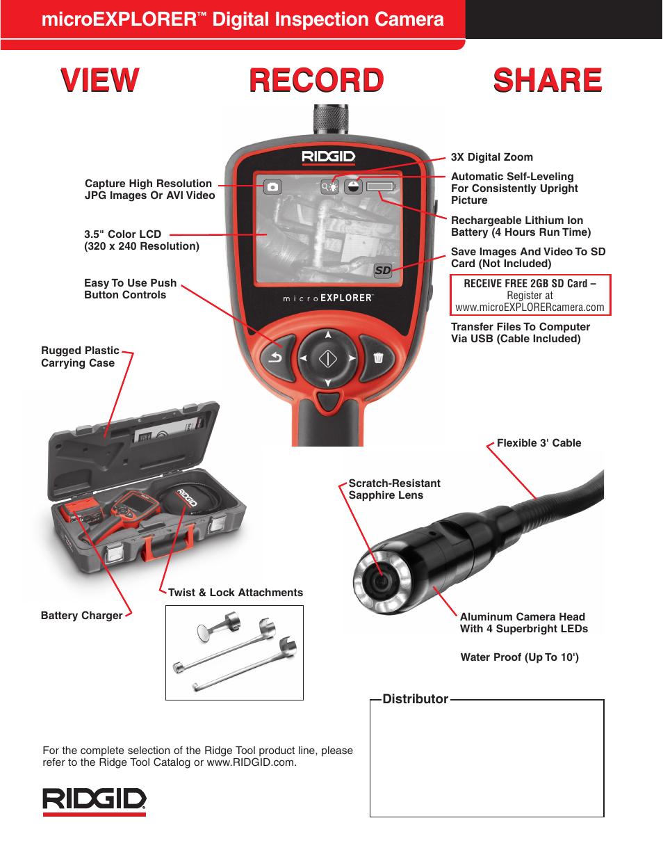 View record share view record share, Microexplorer, Digital inspection camera | RIDGID microExplorer Digital Inspection Camera User Manual | Page 2 / 2