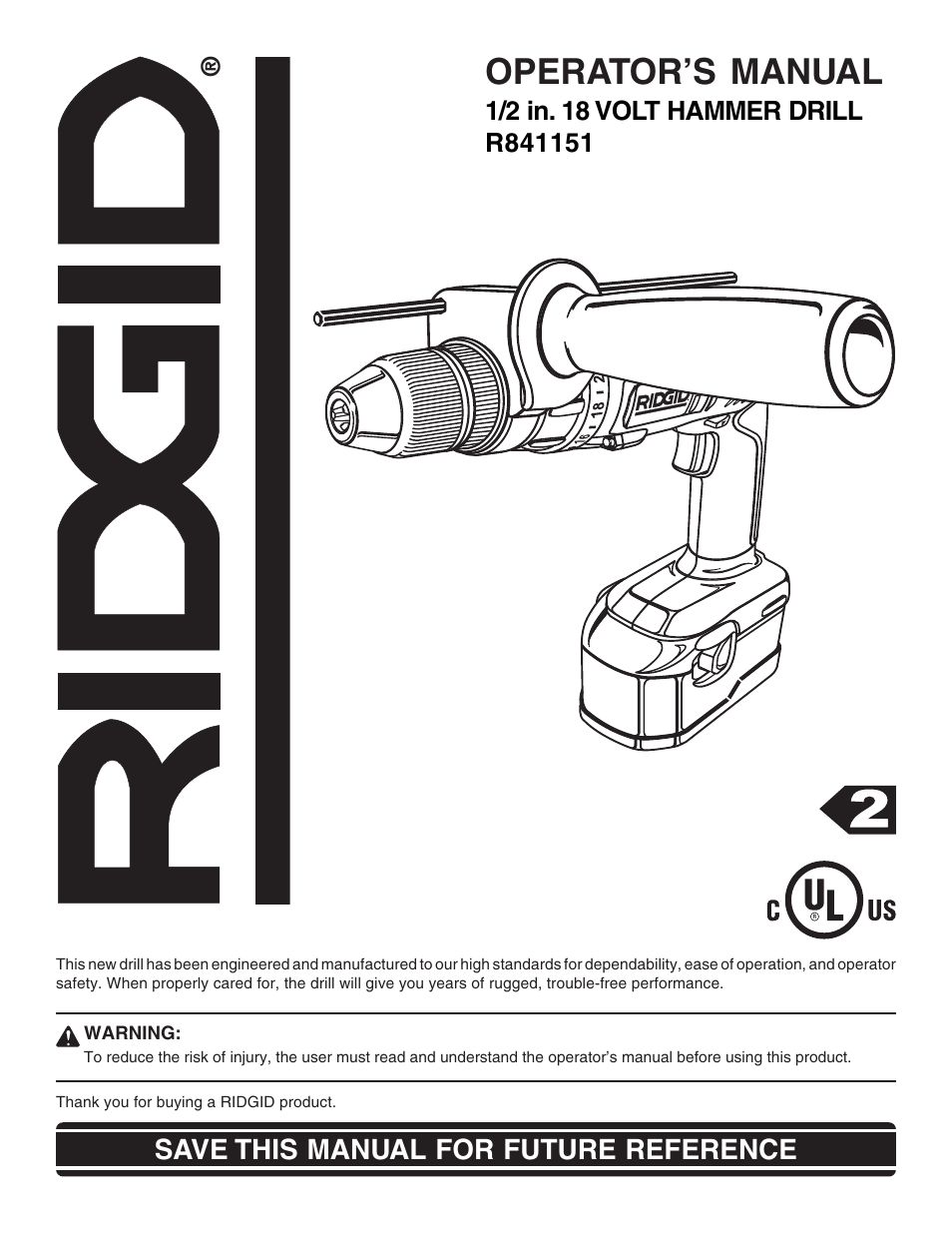 RIDGID R841151 User Manual | 22 pages