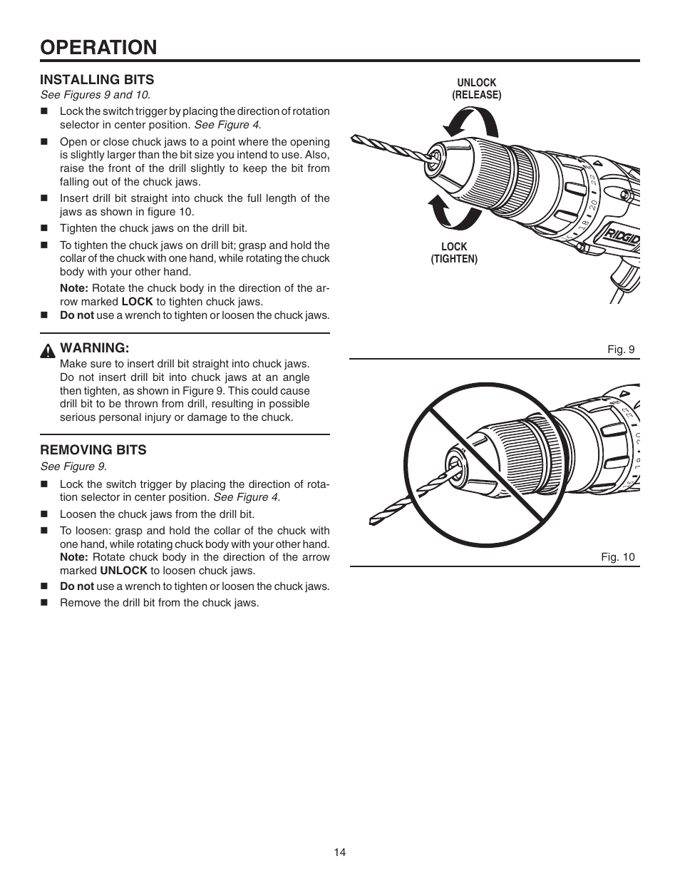 Operation | RIDGID R841151 User Manual | Page 14 / 22