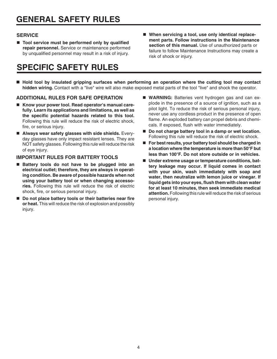 General safety rules specific safety rules | RIDGID R841151 User Manual | Page 4 / 22