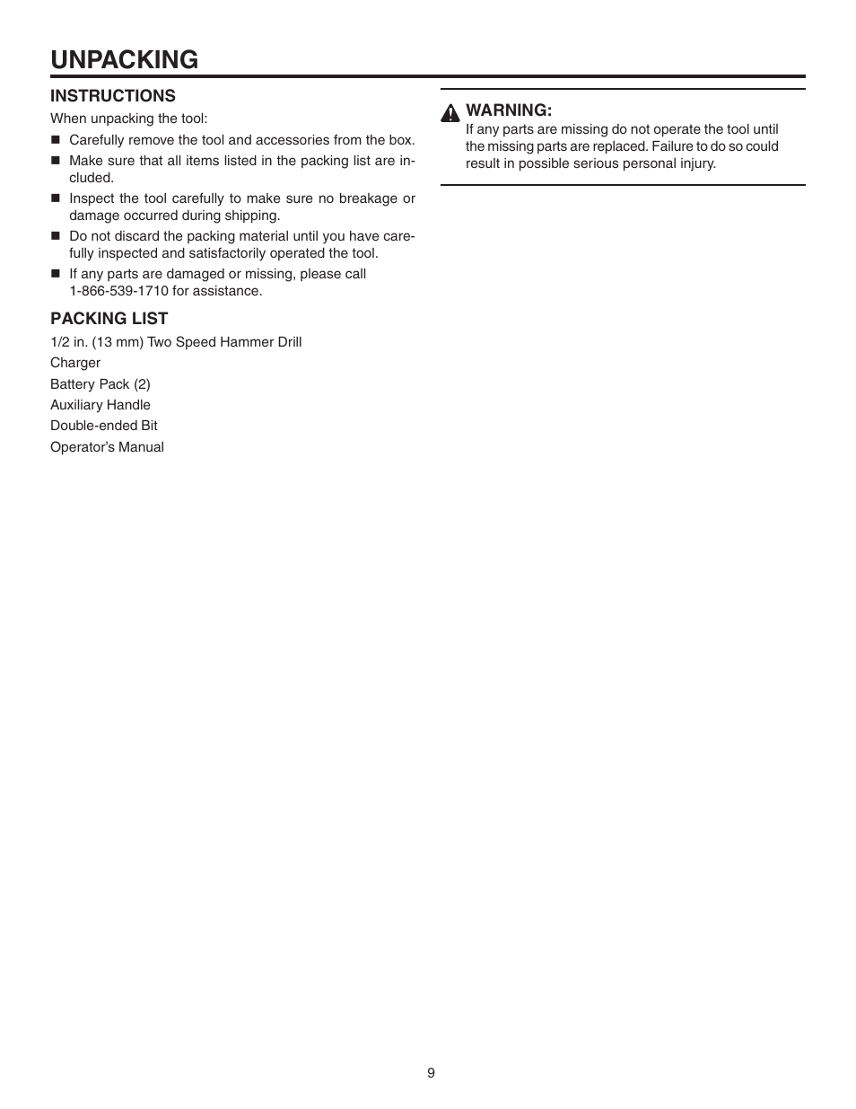 Unpacking | RIDGID R841151 User Manual | Page 9 / 22