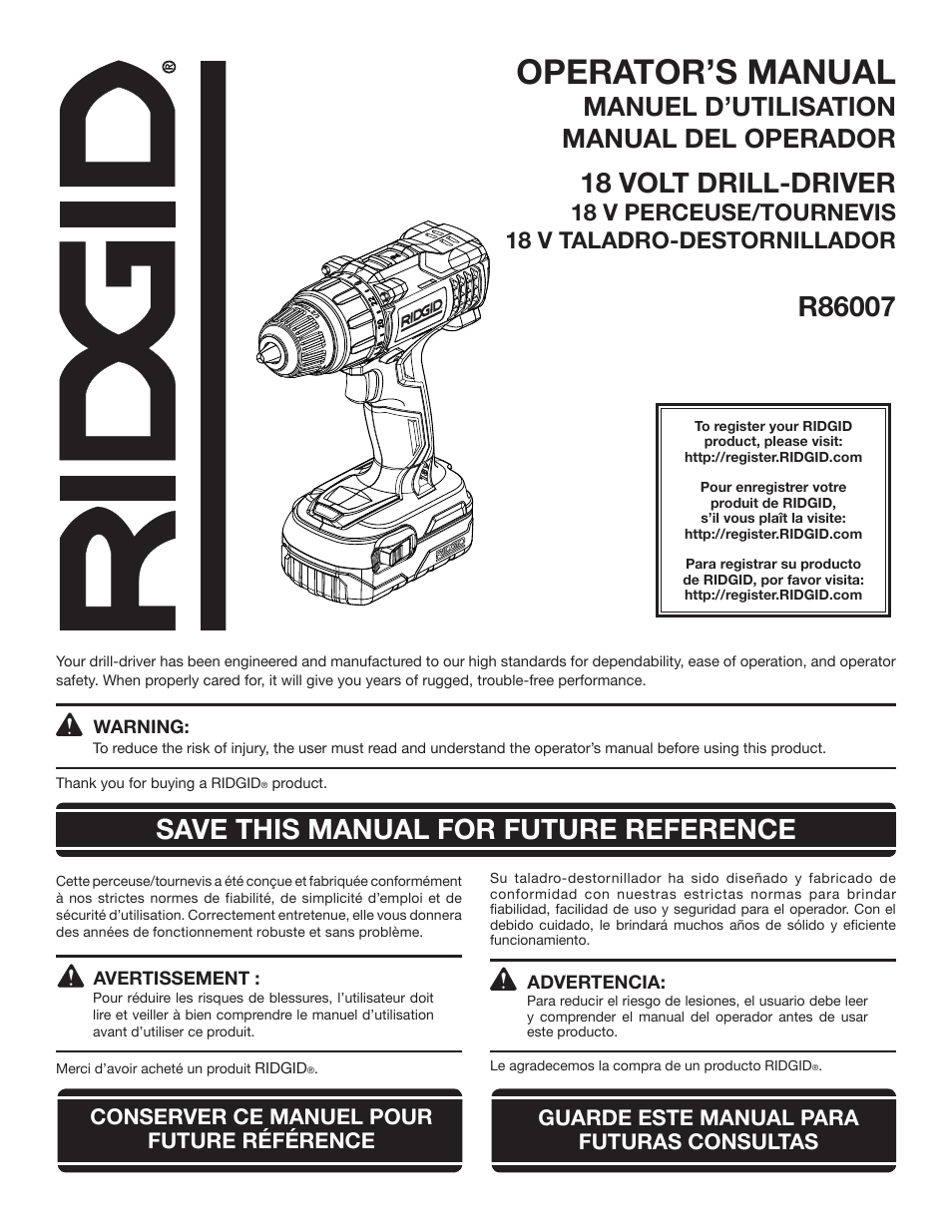 RIDGID R86007 User Manual | 32 pages