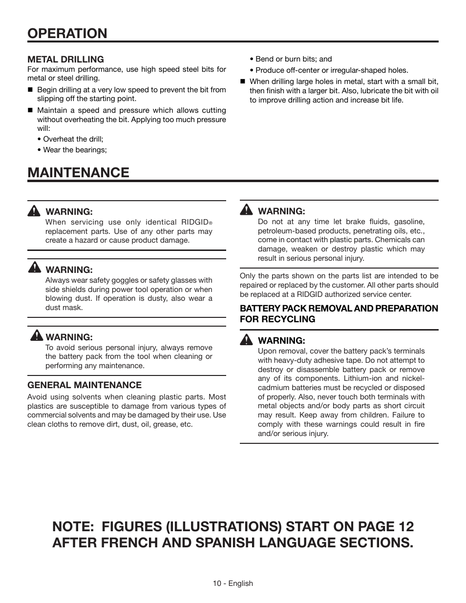 Operation, Maintenance | RIDGID R86007 User Manual | Page 10 / 32