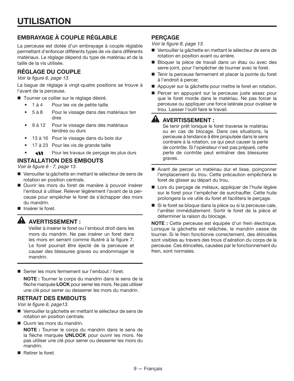 Utilisation | RIDGID R86007 User Manual | Page 18 / 32