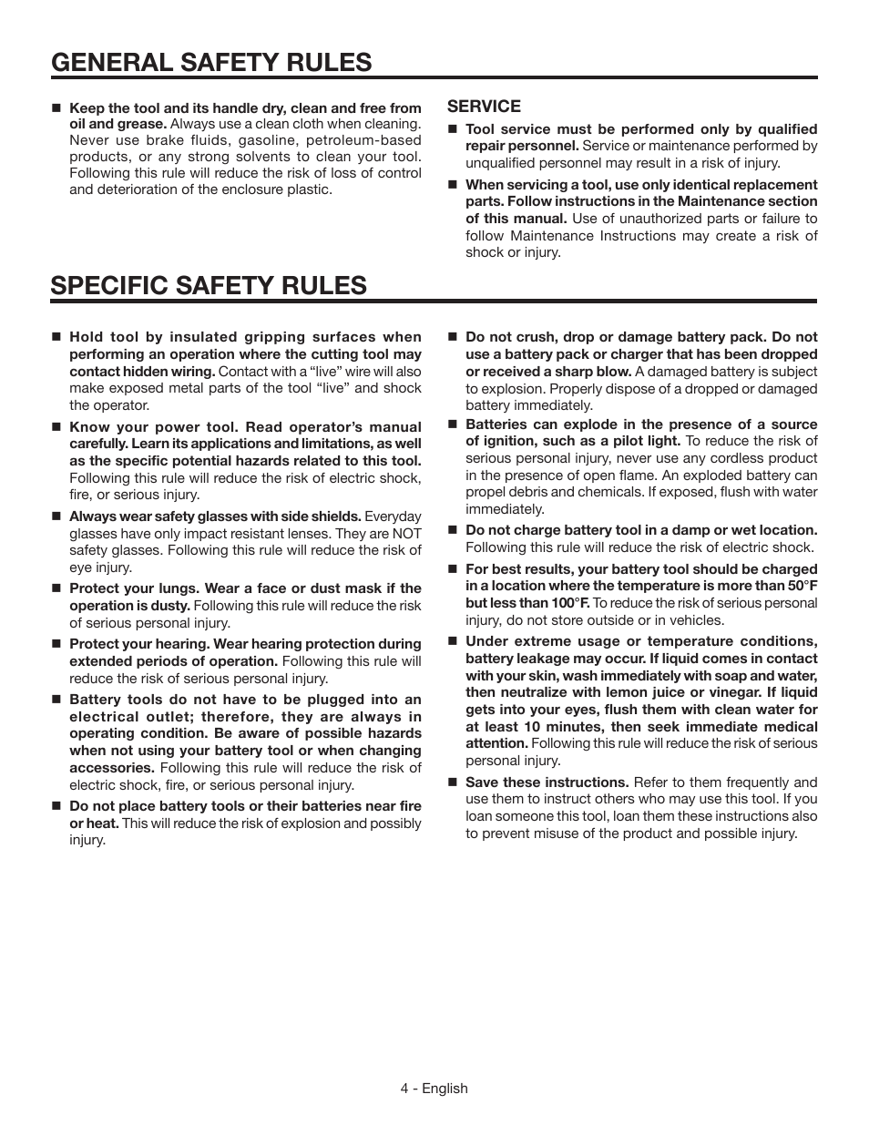 General safety rules specific safety rules | RIDGID R86007 User Manual | Page 4 / 32