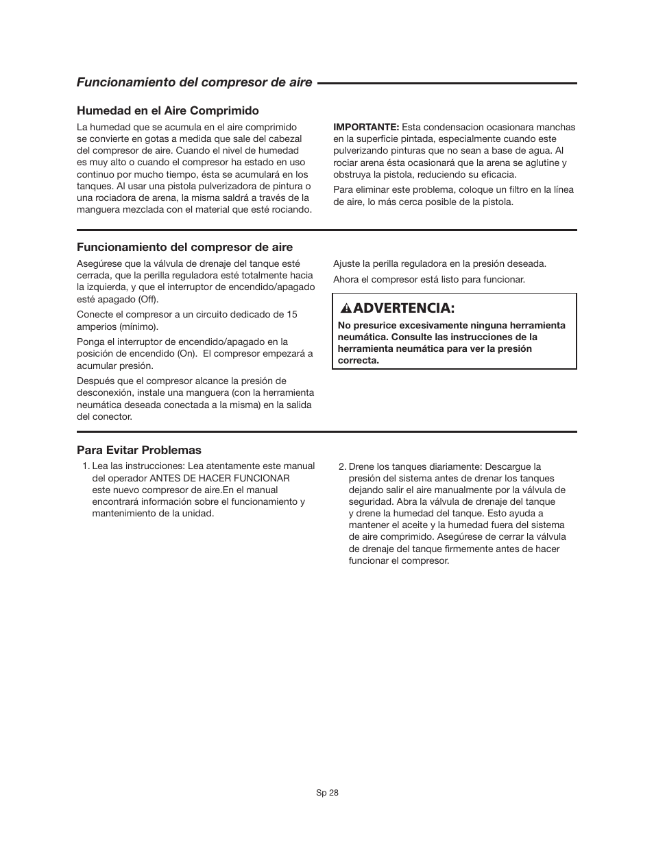 Advertencia | RIDGID OF25150A User Manual | Page 28 / 56