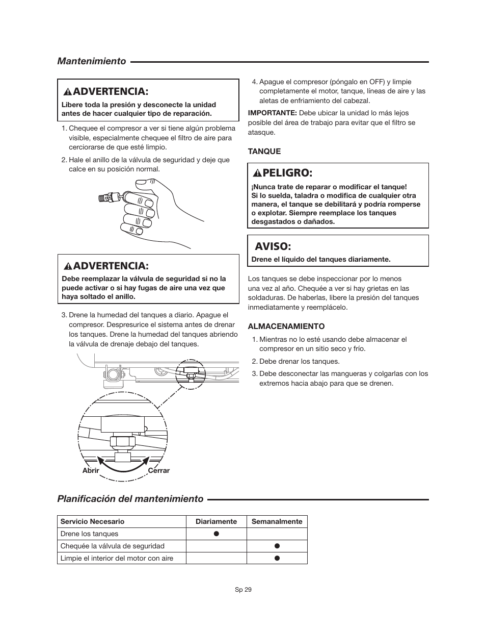 Peligro, Aviso, Advertencia | RIDGID OF25150A User Manual | Page 29 / 56