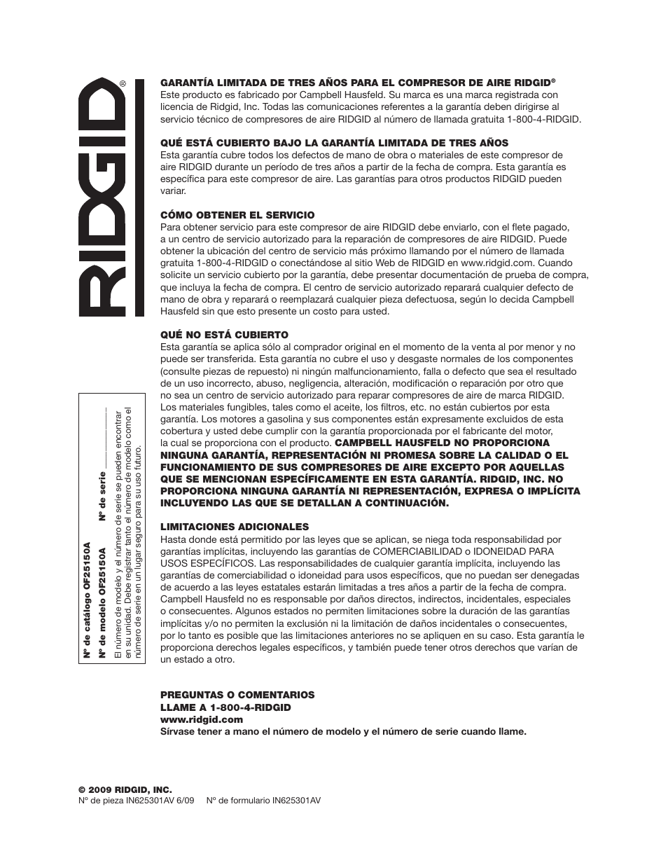 RIDGID OF25150A User Manual | Page 36 / 56