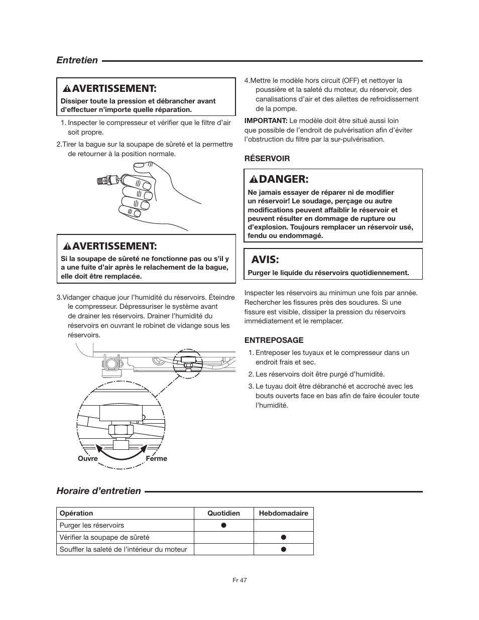 Danger, Avis, Avertissement | RIDGID OF25150A User Manual | Page 47 / 56