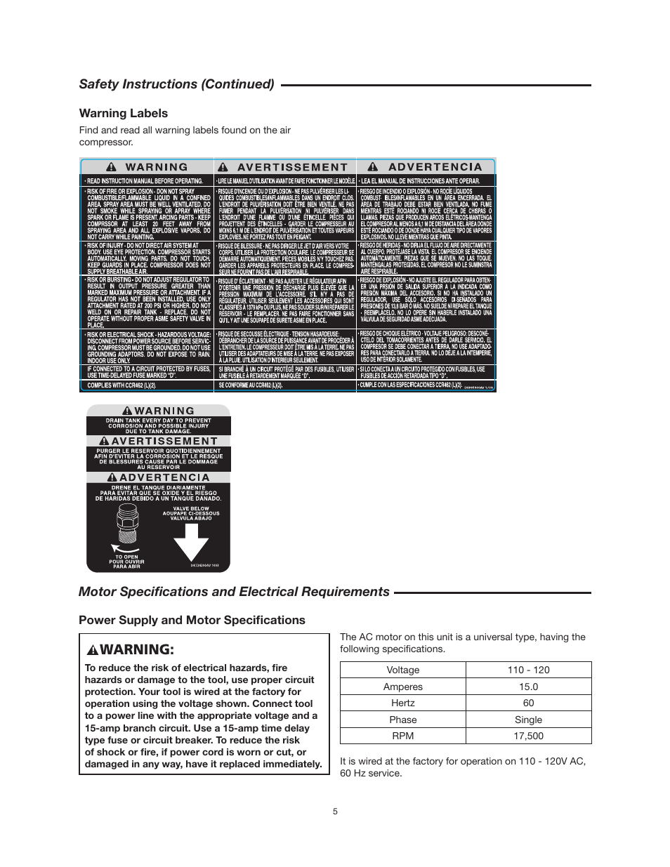 Warning | RIDGID OF25150A User Manual | Page 5 / 56