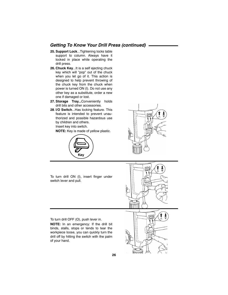 Getting to know your drill press (continued) | RIDGID SP6490 User Manual | Page 26 / 40