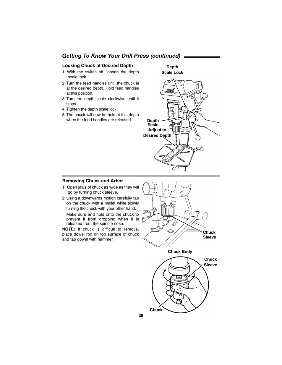 Getting to know your drill press (continued) | RIDGID SP6490 User Manual | Page 28 / 40