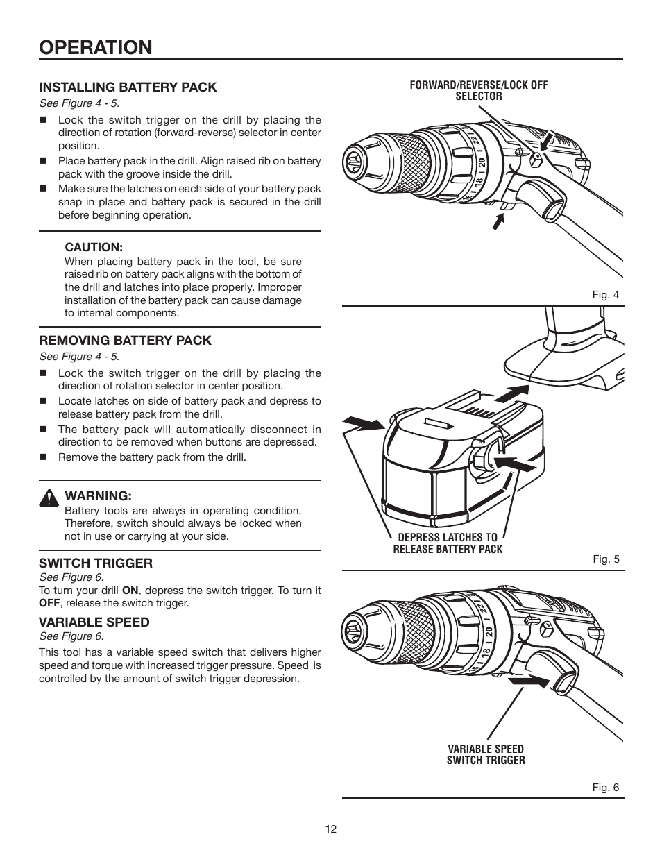 Operation | RIDGID R8411501 User Manual | Page 12 / 22