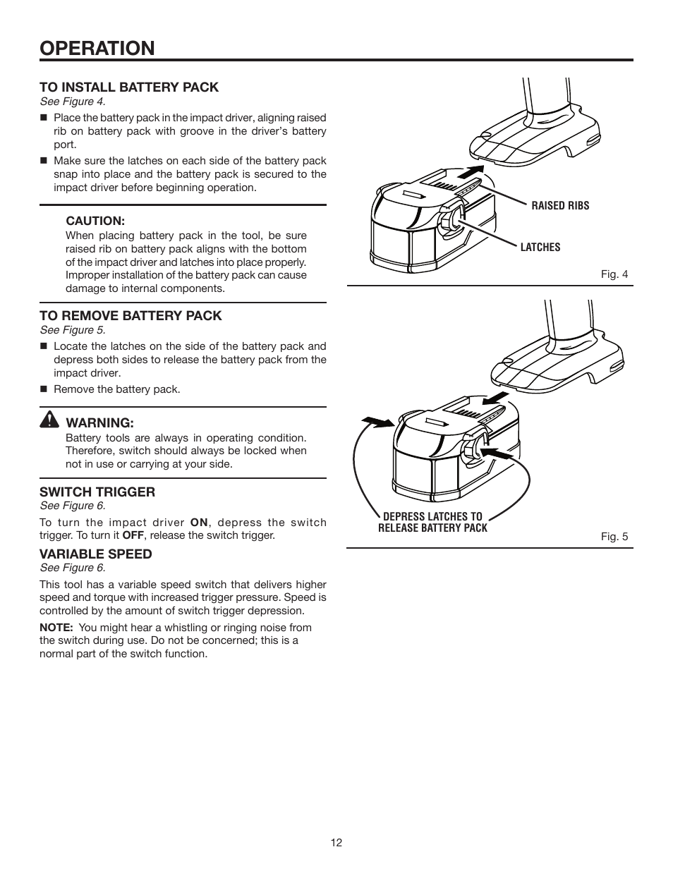 Operation | RIDGID R842301 User Manual | Page 12 / 18