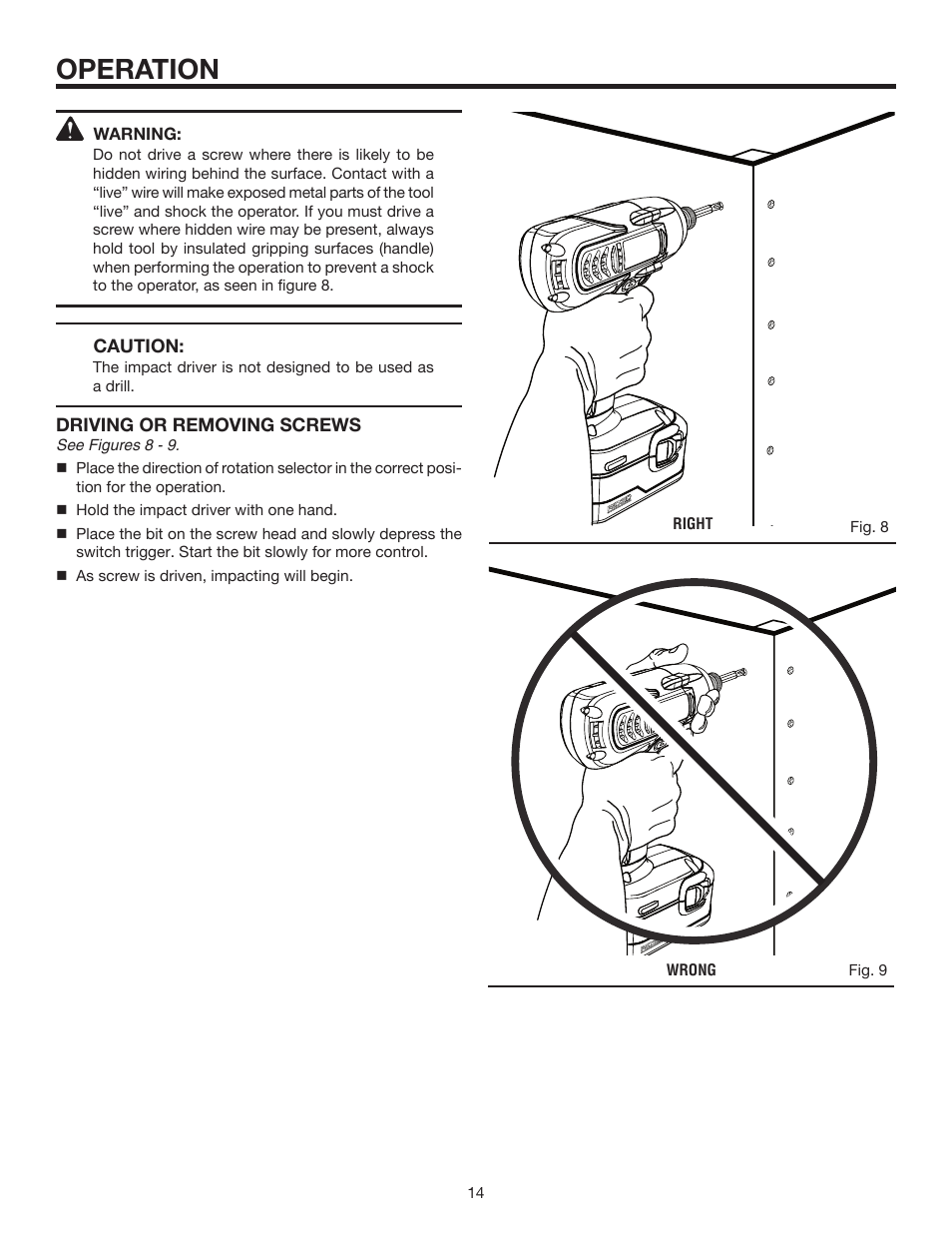 Operation | RIDGID R842301 User Manual | Page 14 / 18