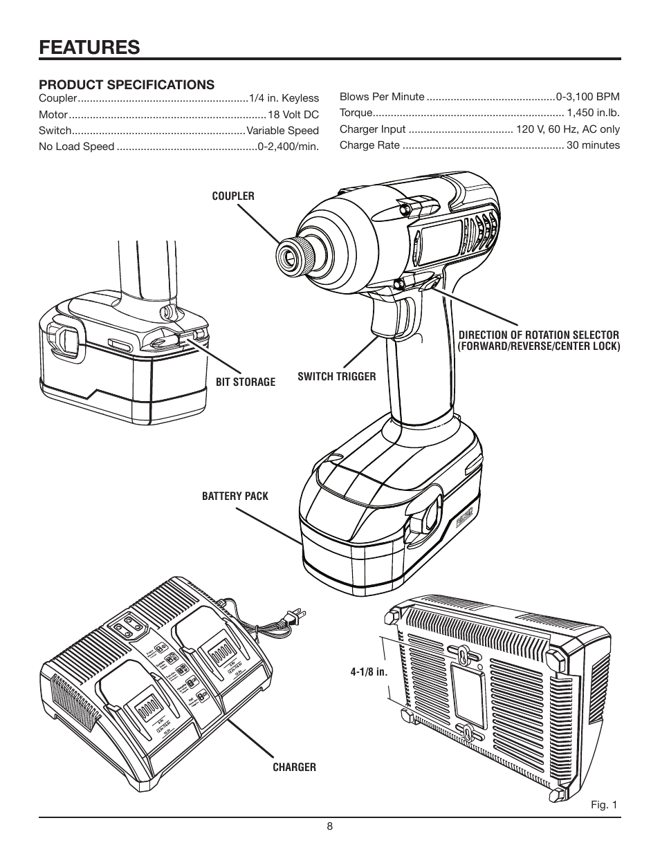 Features | RIDGID R842301 User Manual | Page 8 / 18