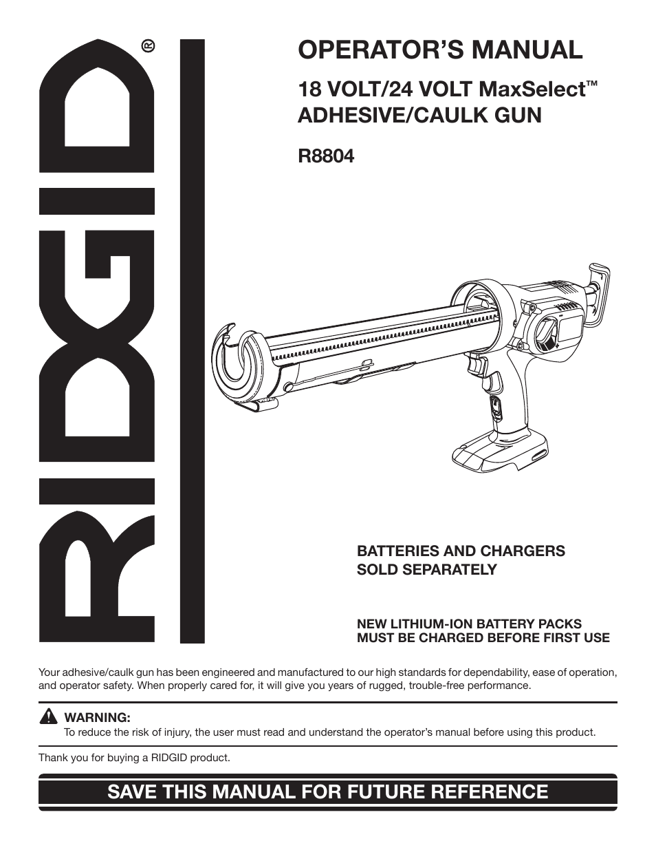 RIDGID R8804 User Manual | 20 pages