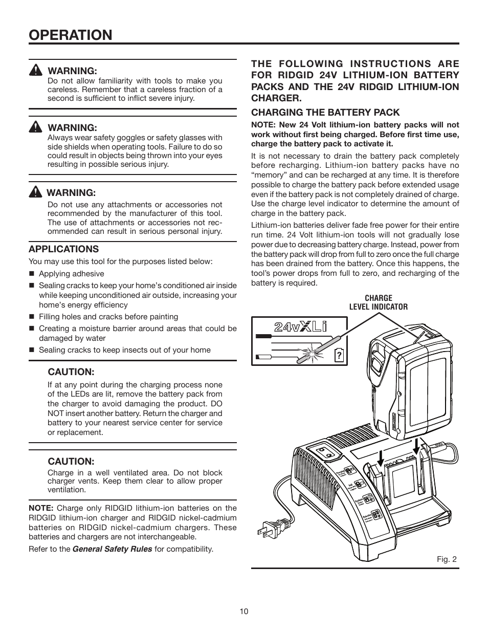 Operation | RIDGID R8804 User Manual | Page 10 / 20