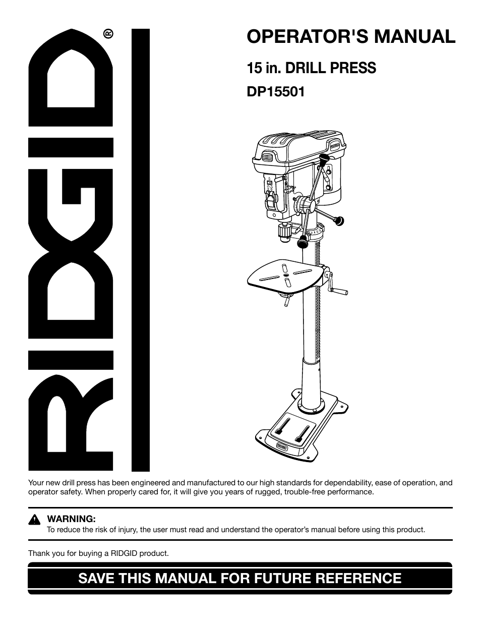 RIDGID DP15501 User Manual | 32 pages