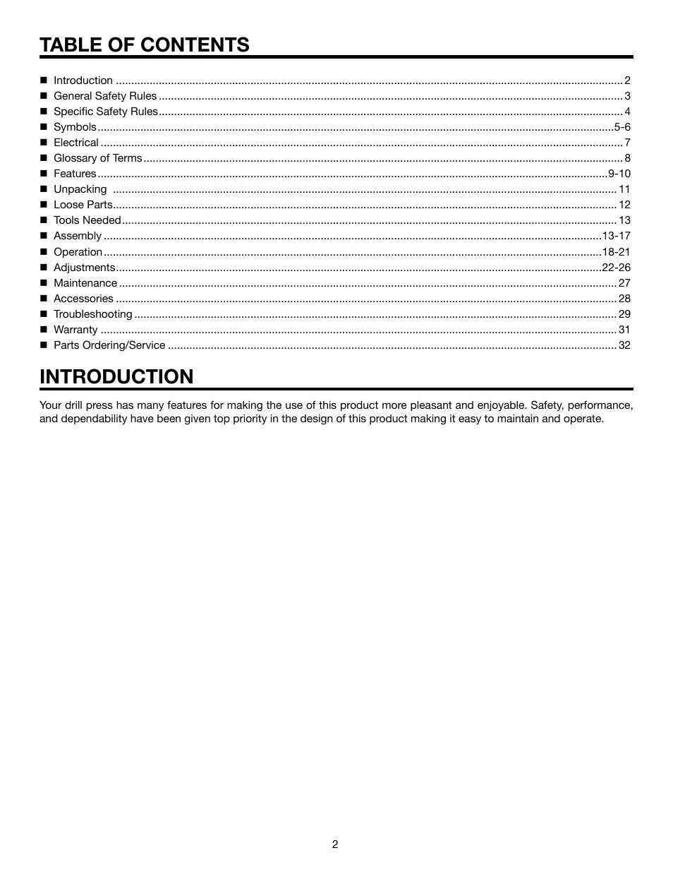 RIDGID DP15501 User Manual | Page 2 / 32