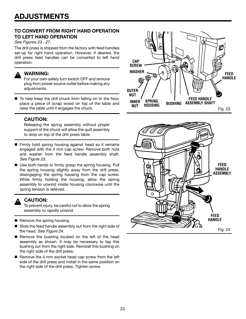 Adjustments | RIDGID DP15501 User Manual | Page 23 / 32